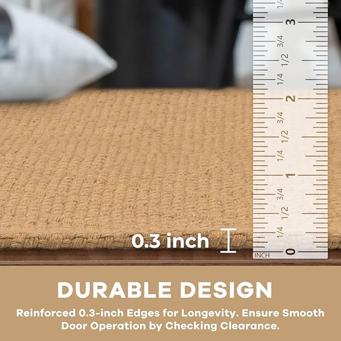 KOZYFLY Washable Entryway Rug 3x5 Ft Area Rugs Cotton Rubber Backed Throw Rugs Indoor Door Mat Floor Carpet for Front Entrance Bathroom Kitchen Living Room Kitchen Rugs Braided, Warm Tan