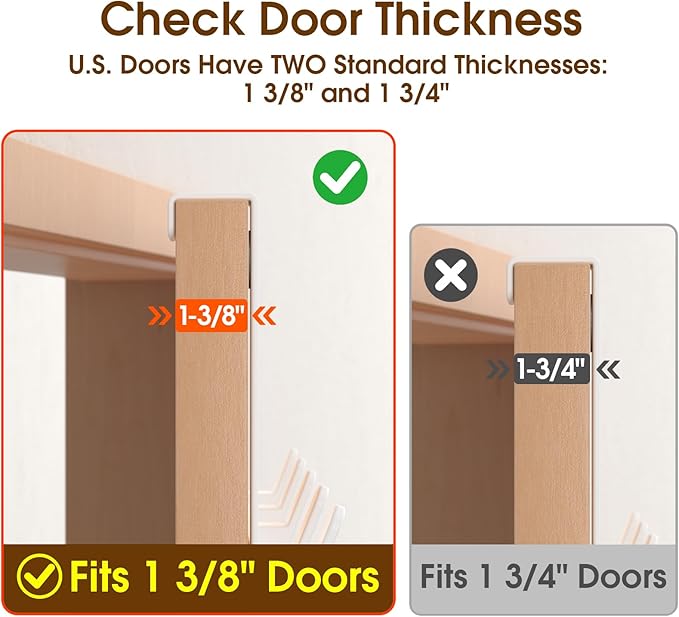 CHAUNCEY HOME Over The Door Hooks Hanger with Extended Arms, Fits 1 3/8" Doors, L7U - Coat Rack, Bathroom Accessories and Towel Organizer Holder for Coat Robe Hat - 1 Pack, White