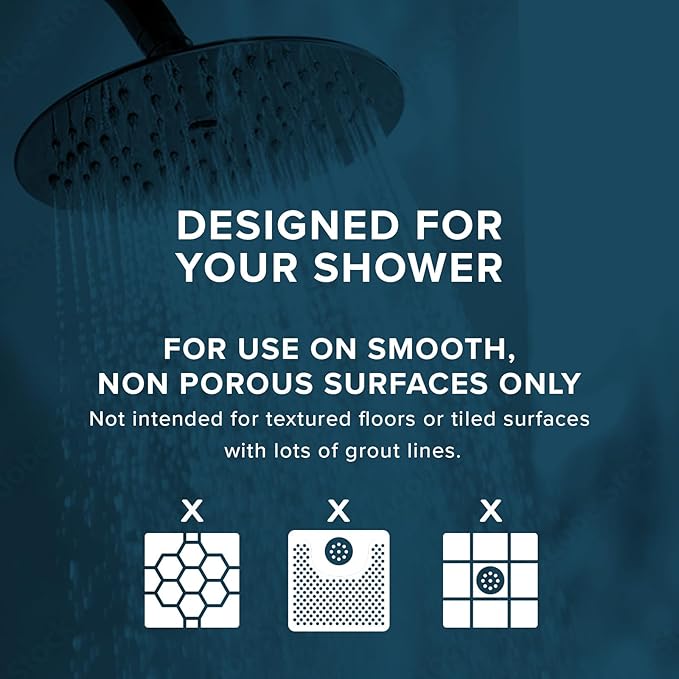 SlipX Solutions Square Natural Rubber Shower Stall Mat, 21” x 21”, Non Slip Safety, Built-in Product Protection, 140 Power Grip Suction Cups, Center Drain Hole, Tan