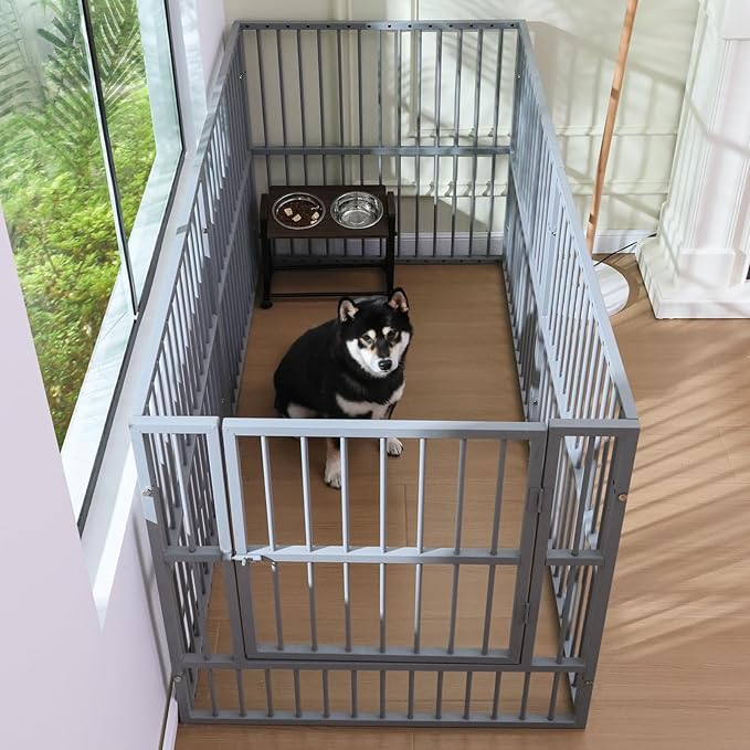Dog Playpen - 32" Height Dog Pen, Heavy Duty Puppy Pen with Door, Safe & Sturdy, Easy Assemble for Indoor/Outdoor Pet Playpen