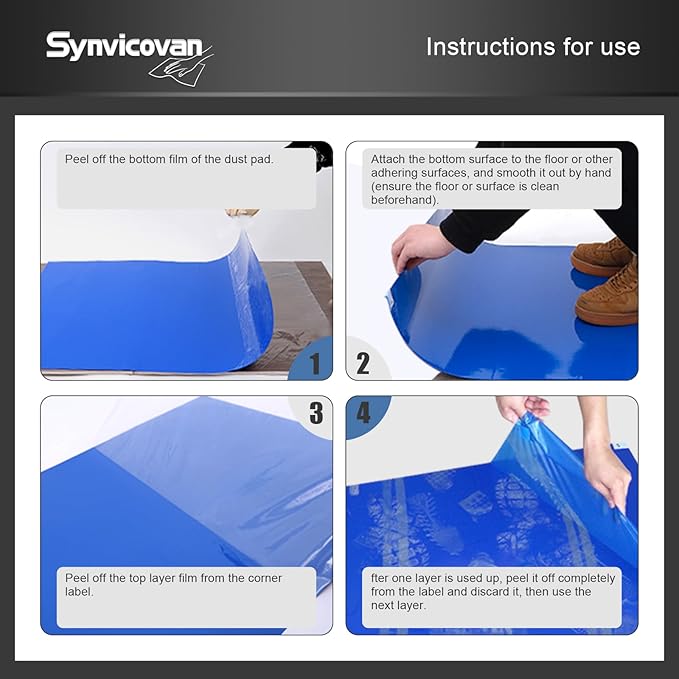 26" x 45" Blue Sticky Mat Tacky Pads Adhesive Floor Mat (5 Packs,150 Sheets,30 Sheets/Pack for Cleanroom Laboratory Hospital Construction Pets Home Indoor Gymnasium and Workshop