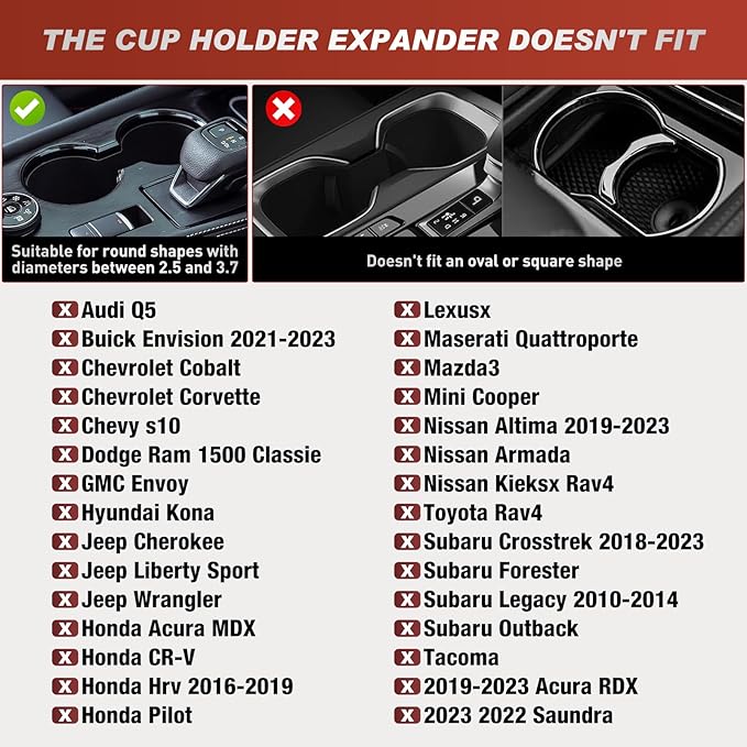 Frokom Cup Holder Expander for Car,Upgraded Car Cup Holder Expander Adapter with Offset Adjustable Base, Fit Most Large Bottles and Mugs-Yeti Ramblers 14/24/36/46oz, Hydro Flasks 32/40oz