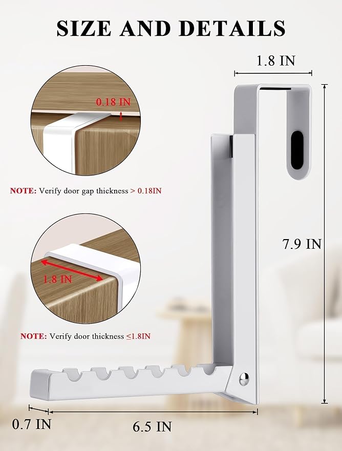 2-Packs Over the Door Hanger Hooks with Extra Anti-slip Pads, Metal Folding Clothes Drying Racks for Laundry, Dorm, Portable Space Saving Coat Towels Organizer Rack for Travel, Hanging Storage