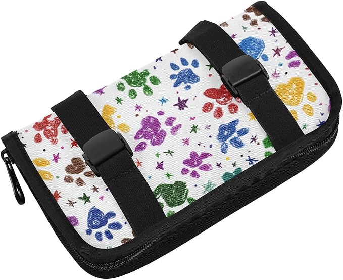 Car Tissue Holder Car Napkin Holder Car Tissue Box Dispenser Storage Case Sun Visor Mask Holder with Adjustable Straps Reusable Refillable Paw Prints and Stars