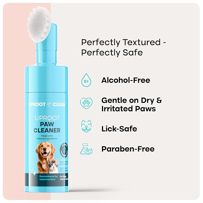 Uproot Clean Dog Paw Cleaner - No-Rinse Paw Cleaner for Dogs - Easy Dog Foot Washer with Bristle Brush - Fragrance-Free Foot Scrubber for Home and On-the-Go - Hypoallergenic & Safe All Dogs