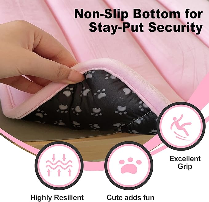 pobopobo Dog Crate Pad, Ultra Soft & Anti-Slip Kennel Mat, Secure Fit for Metal Crates & Dog Cages, Washable Cozy Bed for Small Medium Large Dogs (Pink, M(28"*16"*1.5"))