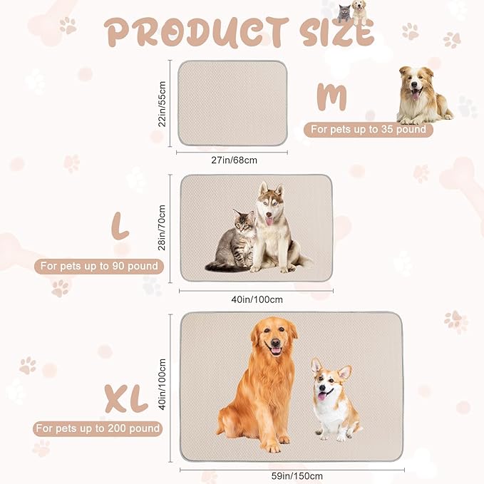 Buvlnee Summer Dog Cooling Mat Washable Ice Silk Self Cool Pad for Small Medium Large Dogs and Cats, Pet Sleeping Pad for Crate, Bed, Indoor & Outdoor Floor, Car Seats