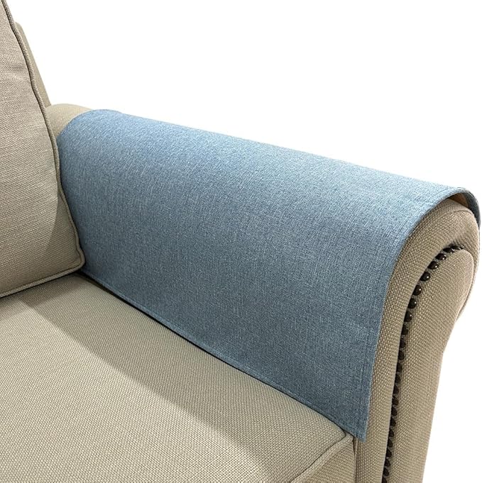 NOYOURS Couch Arm Covers, Anti-Slip Sofa Armrest Cover for Recliner, 2pc Washable Sofa Arm Covers, Dogs Cats Pet Scratch Proof Couch Arm Protectors, Light Blue, 20x24inch