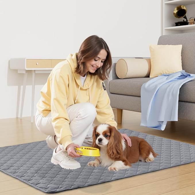 Smiry Waterproof Dog Bed Cover Blanket, Soft Reversible Pet Blanket, Washable Leakproof Cats Dogs Couch Cover for Sofa, Couch, Furniture, Plaid (30x53 Inch, Grey/Light Grey)