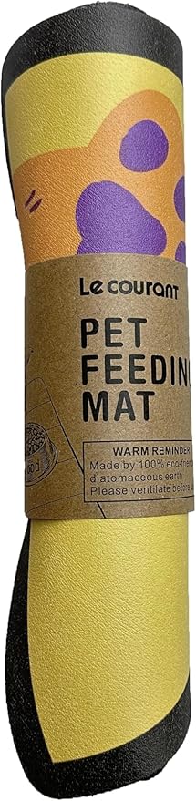 Le couranT Cat Food Plastic Placemat,Pet Feeding Mat, Dog Cat Bowl, Non-Slip Super Absorbent,Quick Dry, Accessories Pet Supplies.Backing Pet Placemat for Messy Drinkers. Lovely Heads-12x19 in