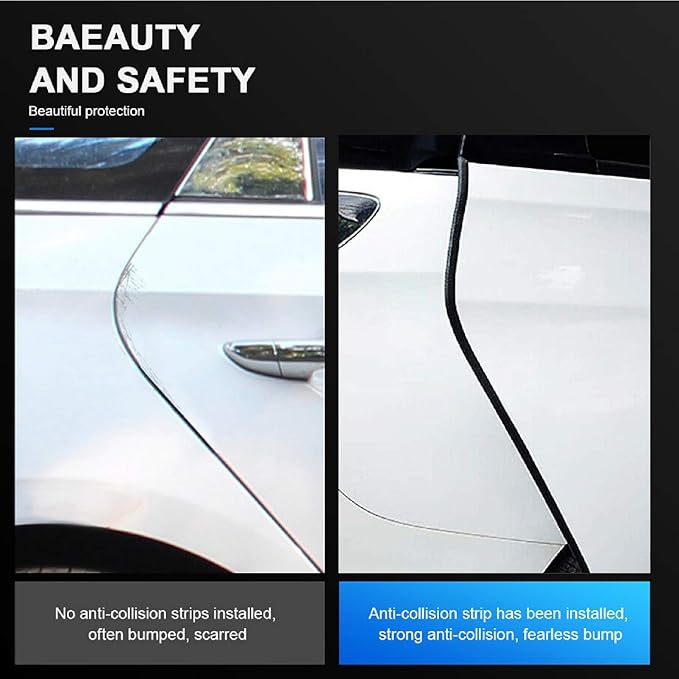 Car Door Edge Guards Black, 16Ft Rubber Seal Protector U Shape Edge Trim Car Door Edge Protection Fit for Most Car