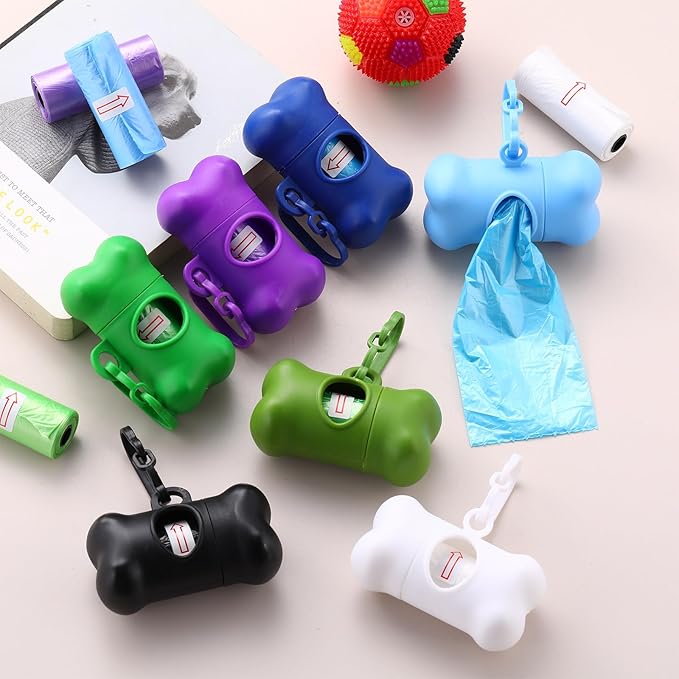 Zhehao 50 Pcs Dog Poop Trash Bag Holder Dispenser Plastic Dog Poop Waste Bag Holder for Leash with Hook and Leak Proof for Walking Hiking Camping (Core,Bone)