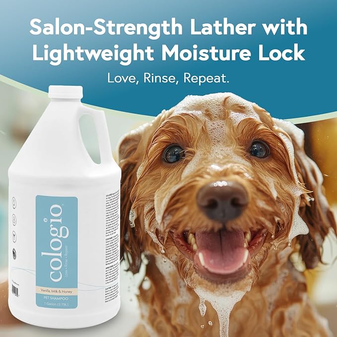 Dog Shampoo with Manuka Honey, Odor Eliminator & Itch Relief for Dry, Sensitive Skin, Hypoallergenic, Moisturizing, Groomer-Developed Formula, Puppy Safe, Paraben-Free, Made in USA (1 Gal)
