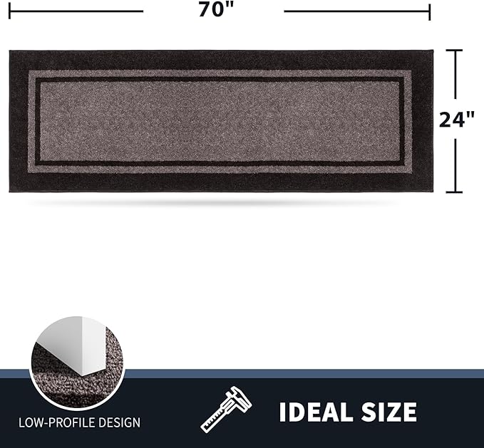 PURRUGS Dirt Trapping Door Mat 24" x 70", Non-Slip Machine Washable Entryway Rug, Entrance Mat, Indoor Front Door Mat, Super Absorbent Entry Rug for Muddy Shoes & Paws, Grayish Brown & Coffee
