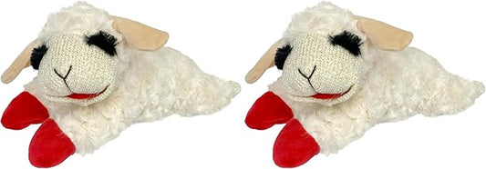 Multipet Lamb Chop Dog Plush Toy - Squeaky Toy for Small & Medium Dogs - Extra Soft Plush - Stuffed Animal for Cuddling & Playing (10",Cream,5 Squeakers),(Pack of 2)
