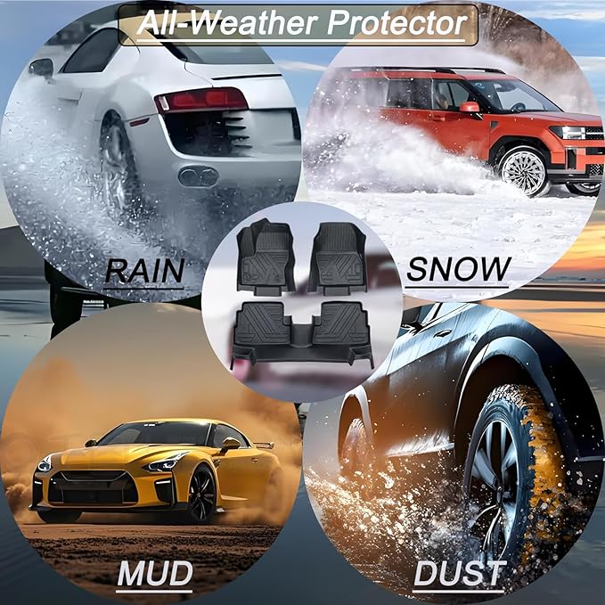 Aiqiying Floor Mats＆Cargo Liners Compatible with Ford Escape 2013-2019 Models，All Weather Waterproof Durable Custom-Fit Trunk Tray Front Rear Rows Full Set Carpet Protection TPE Accessories