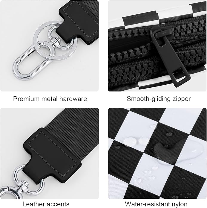 Checkered WristleWallets for Women, RFID Wallet Crossbody with 4 Zippers, Credit Card Holder Cell Phone Organizer