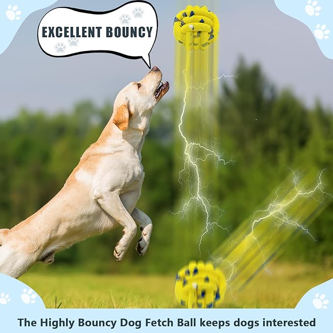 Magicorange Dog Balls 4 Pack Tennis Ball Toys Dog Toy for Aggressive Chewers Indestructible Teething Chew Toys Fetch Ball for Dogs