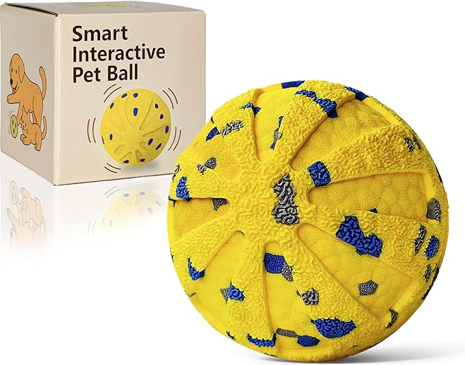 JoyBruko Interactive Dog Toys Ball, Moving Dog Toys to Keep Them Busy, Automatic Self Rolling & Bouncing, Soft E-TPU Material IPX7 Waterproof, Enrichment for Small Medium Large Breeds, Yellow
