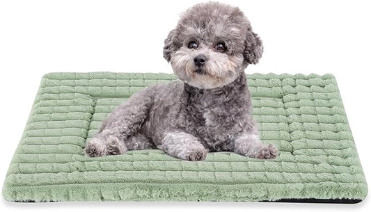 BVAGSS Dog Bed Washable Crate Mattress,Anti-Slip Memory Foam Soft Warm Pet Cushion for Small Medium Dogs, Calming Fluffy Sleeping Kennel Pad XH082 (24''x18'',Green)