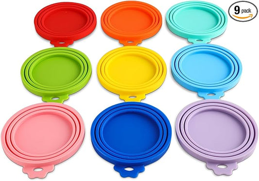 9 packs Pet Food can Lids, Food Safe BPA-Free & Dishwasher Safe, Can Covers Most Standard Size Dog and Cat Can Tops