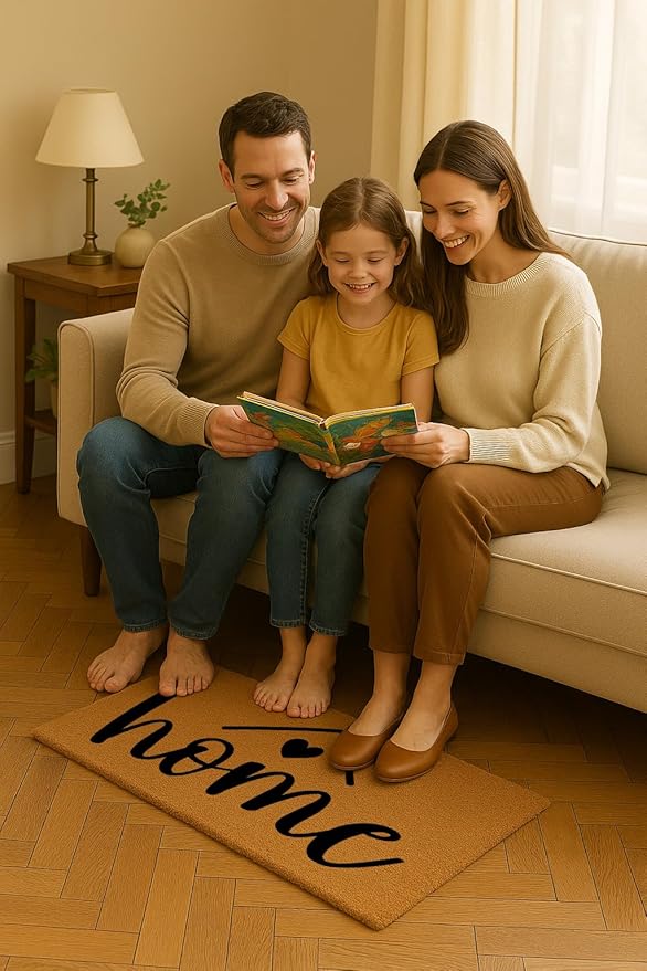 COCONIQ Coir Door Mats 17" X 30", Non-Slip Sturdy, PVC Backed Heavy Duty, Easy to Clean, Ideal for Door Entrance, Patio, Porch, Backyard, Garages, A Home Made of Love