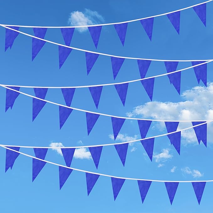 100 Feet Dark blue Pennant Banner Flags, 60 Pcs DIY Flag for Birthday, Party, Shops, Outdoor and Indoor Decorations, Festival Celebration (Dark blue)