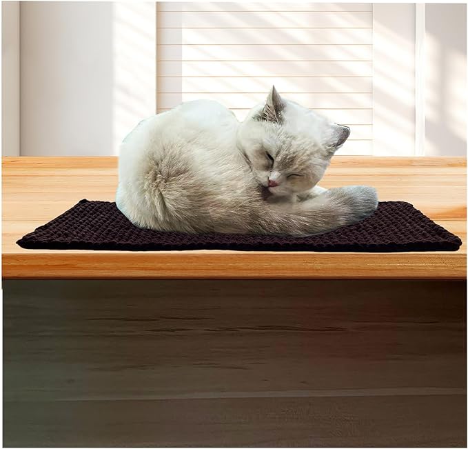 Cat Window Sill Pet Pad Perch, Knitted Pet Mat Pillow Seat Bed Cushion for WindowSill, Double Sided Cat Window Perch (Coffee, 8"x24")
