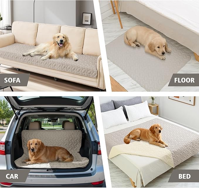 Ameritex Waterproof Pet Bed Cover Anti-Slip Dog Bed Blanket for Sofa and Furniture Waterproof New Pattern Design (Khaki, 30x70 Inch (Pack of 1))