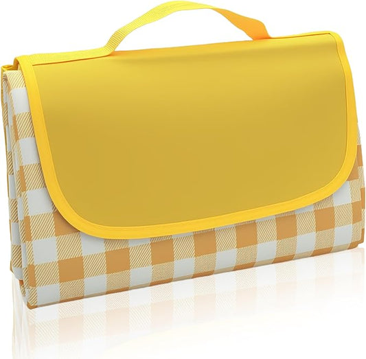 Picnic Blankets,Large Beach Blanket Sandproof Foldable,Beach Mat Sand Free Waterproof Packable for Outdoor Grass Camping Ground (Yellow)