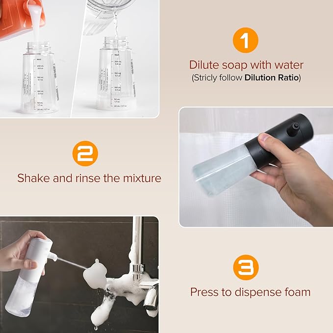 Airversa Electric Foaming Shampoo Dispenser Foam Sprayer 1100mAh IPX8 Shampoo Foamer for Woman Men Baby Kid Dog Cat ES1-White