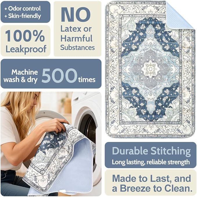 Washable Pee Pads for Dogs 2 Pack Reusable Puppy Training Pads 36"x36" Super Absorbent Waterproof Dog Training Pads, Non-Slip Potty Pads Whelping Pads Litter Mat Pet Supplies - Navy/Mix