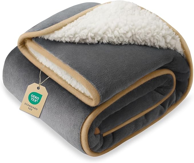 Luciphia Waterproof Blanket for Dog Washable Reversible Sherpa Fleece Throw Blanket for Bed Couch Soft Liquid Pee Proof Furniture Cover Protector for Small Medium Large Pet Cat Grey 40" x 28"