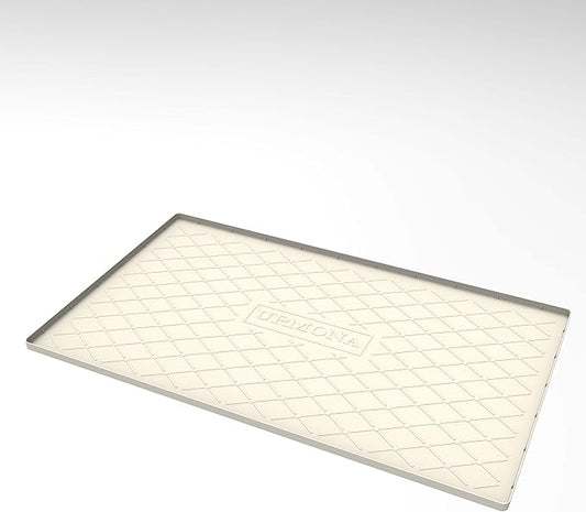 URMONA Large Dog Food Mat, 25" x 22" Pet Food Mat, Waterproof Dog Cat Food Mat with Raised Edges, Silicone Pet Food Mat, Dog Accessories, Prevents Food Spills, Protects Floors（Beige）