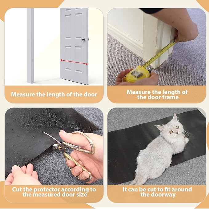 Carpet Protector for Pets Cat Carpet Protector for Doorway, Anti Scratch Under Door Cat Scratch Protector Mat, Easy to Cut Plastic Stopper (Black, 3.6FT-2pack)