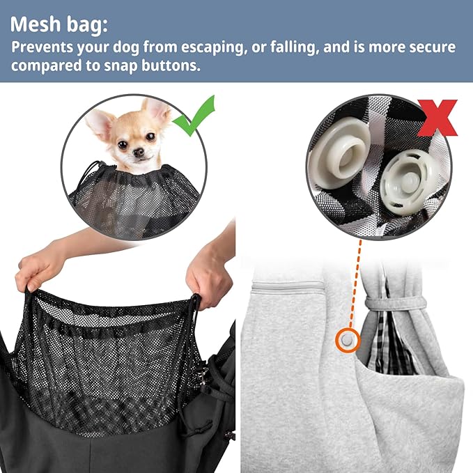 CUBY Dog and Cat Sling Carrier - Small Dog Carrier Sling with Adjust Strap & Zip Pocket, Hands Free Soft Dog Slings for Small Dogs Cats Puppy Pets Outdoor Travel Safety Purse Bag