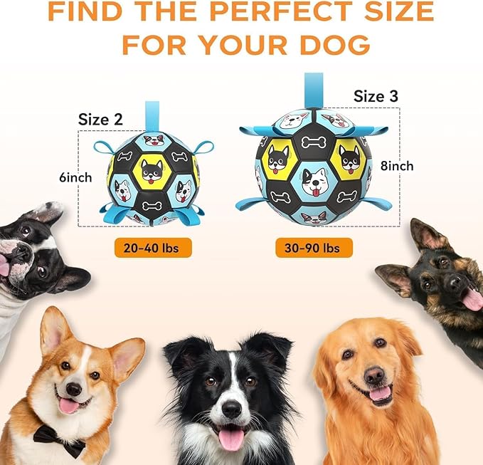 ZestPulse 7" Dog Toy Soccer Ball with Straps, Herding Ball for Dogs, Outdoor Interactive Dog Toy, Dog Fetch Toy, Ideal for Medium & Large Dogs, Great Puppy Birthday Gifts