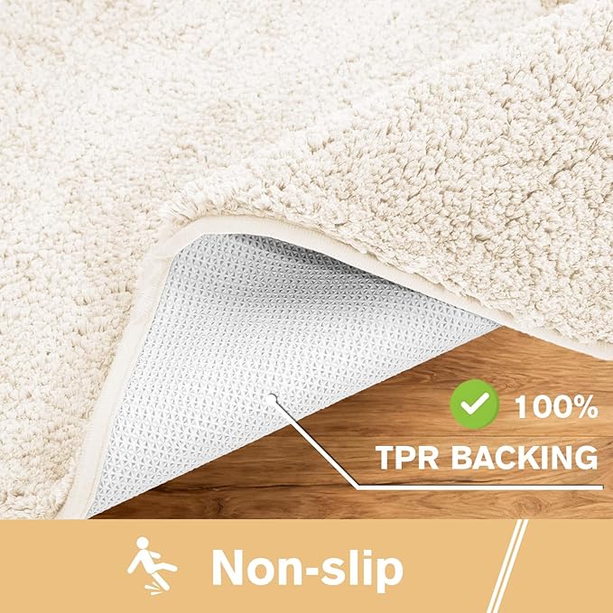 Beige Bathroom Rugs Runner 24"x60" - Long Large Bath Mat, Soft Non Slip Absorbent Microfiber Bathroom Rug, Washable Plush Floor Mat - Perfect for Bedside, Kitchen or Vanity Area
