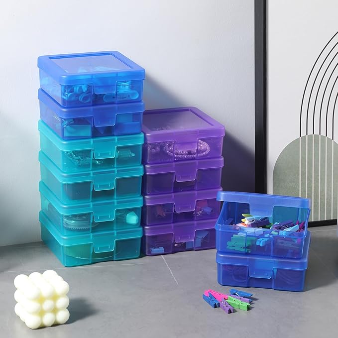 novelinks 18 Pack Small Plastic Storage Containers Clear Arts & Crafts Storage Boxes & Organizers Stackable Small Containers With Lids For Organizin (Set 4)