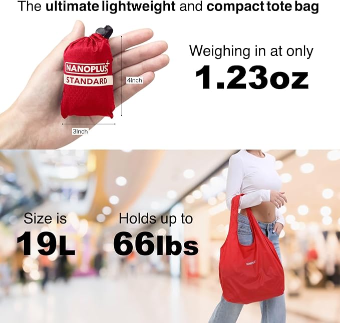 Compact Reusable Grocery Tote Bag – Lightweight, Foldable & Packable Shopping Bag for Travel