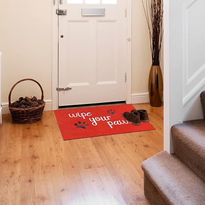 Large Door Mats for Home Entrance Funny Text Doormat Floor Mat Wipe Your Paws Mat Welcome Mat for Front Door Non Slip Rubber Mats for Dog