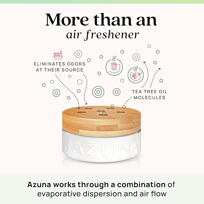 Azuna Air Freshener & Odor Eliminator for Strong Odor | 4 Room Kit Includes (4) 8 oz. Empty Luxe Glass Jars & 24oz Gel | Refill with Tea Tree Essential Oil | Natural Scent | Last 60-90 Days
