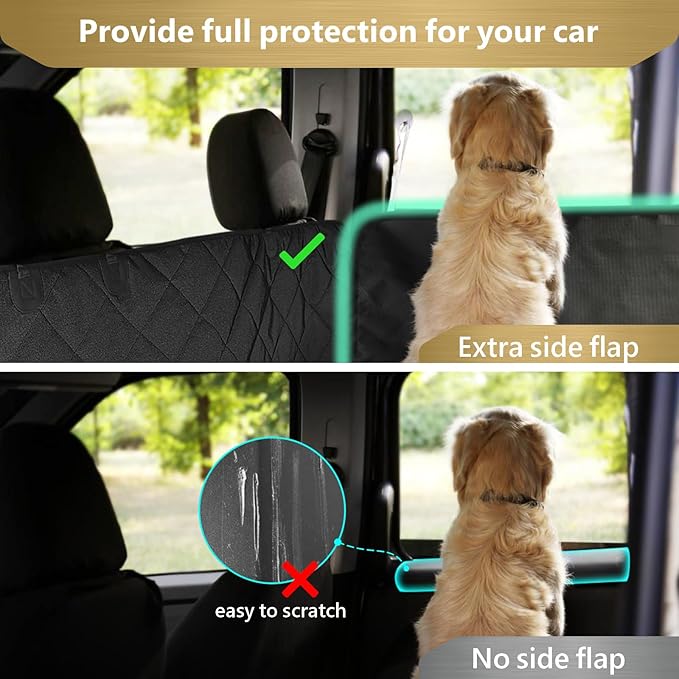 F-color SUV Cargo Liner for Dogs - Waterproof Pet Cargo Liner with Side Flaps, Comfort Dog Cargo Cover with Bumper Flap, Scrachproof Non-Slip for Large SUVs Sedans Trunks Vans, Black
