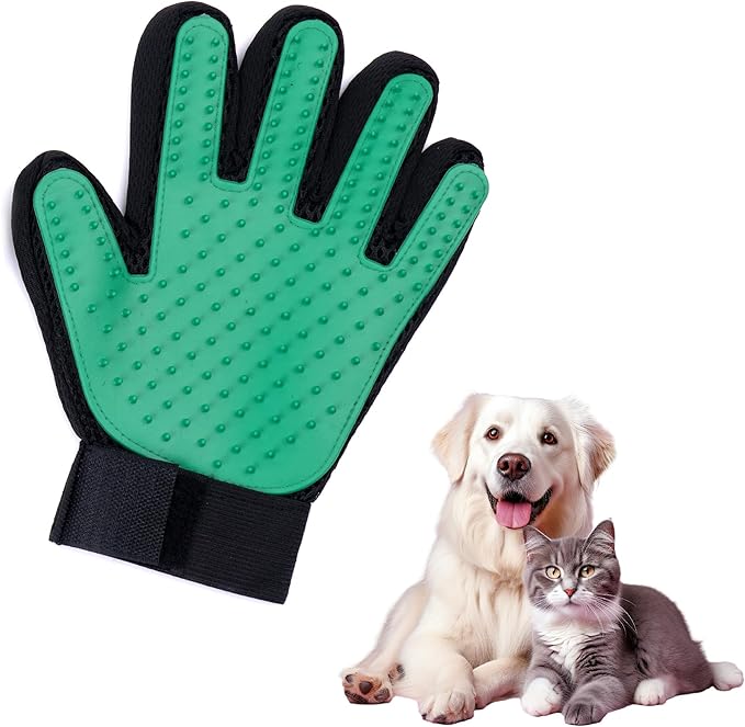 Dog Bath Gloves - Silicone Hair Removal Gloves for Dogs, Cats - Pet Grooming Mittens for Shedding, Bathing,Massaging. Flexible, Comfortable Adjustable Strap. for All Hair Types (Green)