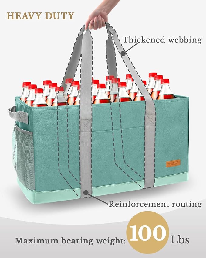 WONDAY Standing Extra Large Reusable Grocery Bag Carrier with Handle, Thirty One Utility Tote Foldable for Shopping and Beach