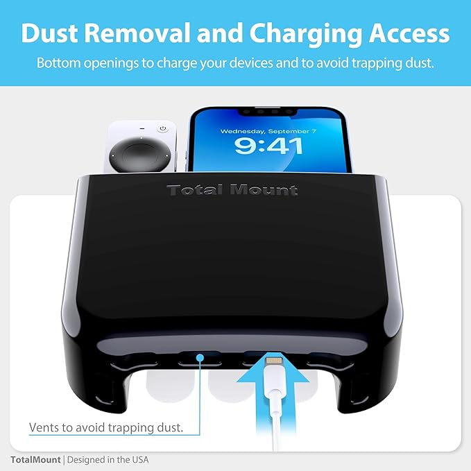 TotalMount Hole-Free Remote Holders – Eliminate Need to Drill Holes in Your Wall (For 2 or 3 Remote Controls – Black – Quantity 2)