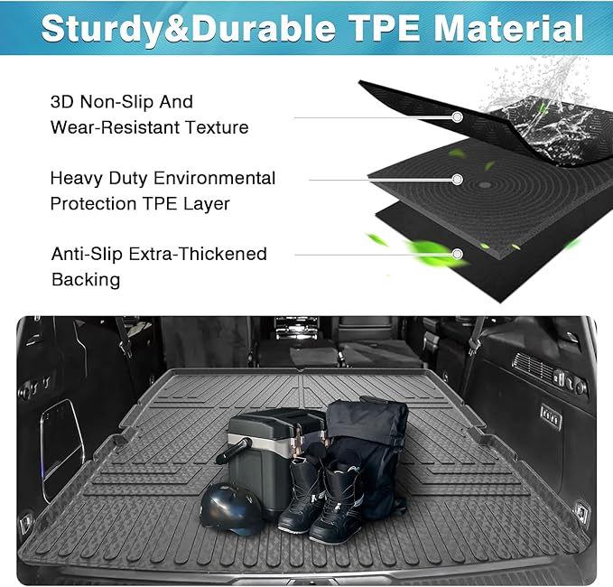 Mixsuper Cargo Liner for Jeep Wagoneer/Jeep Grand Wagoneer 2022 2023 2024 2025, All Weather Cargo Mat Rear Trunk Liner Behind The 2nd Row Seats Black