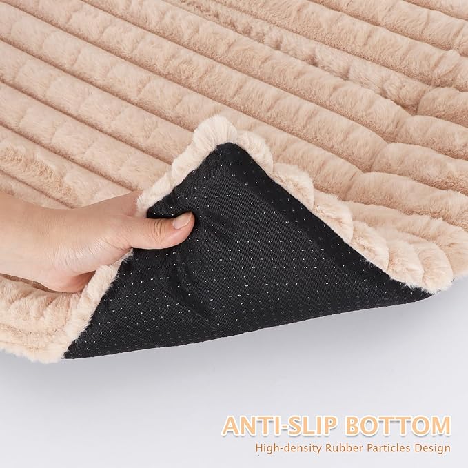 BVAGSS Dog Bed Washable Crate Mattress,Anti-Slip Memory Foam Soft Warm Pet Cushion for Small Medium Dogs, Calming Fluffy Sleeping Kennel Pad XH082 (30''x20'',Apricot)