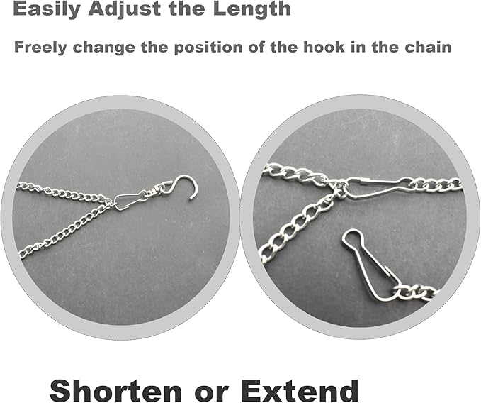10 Pcs Fine Hanging Chain(1.2mm Dia.) Small Hang Bracket Decorative Replacement Link Chains Hooks for Sign Planter Bird Feeders,10 inch Long Stainless Chains and 5 Pcs Swivel S-Hooks