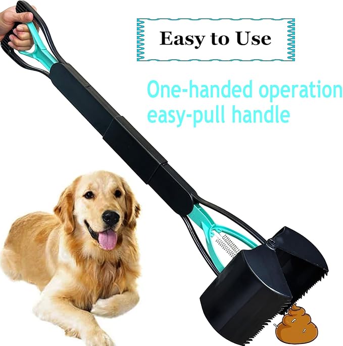 2-Pack Pooper Scooper for Large Small Dogs Heavy Duty, 32" Long Handle Poop Scoop for Yard, Grass, Gravel, Dog Poop Grabber with High Strength Material